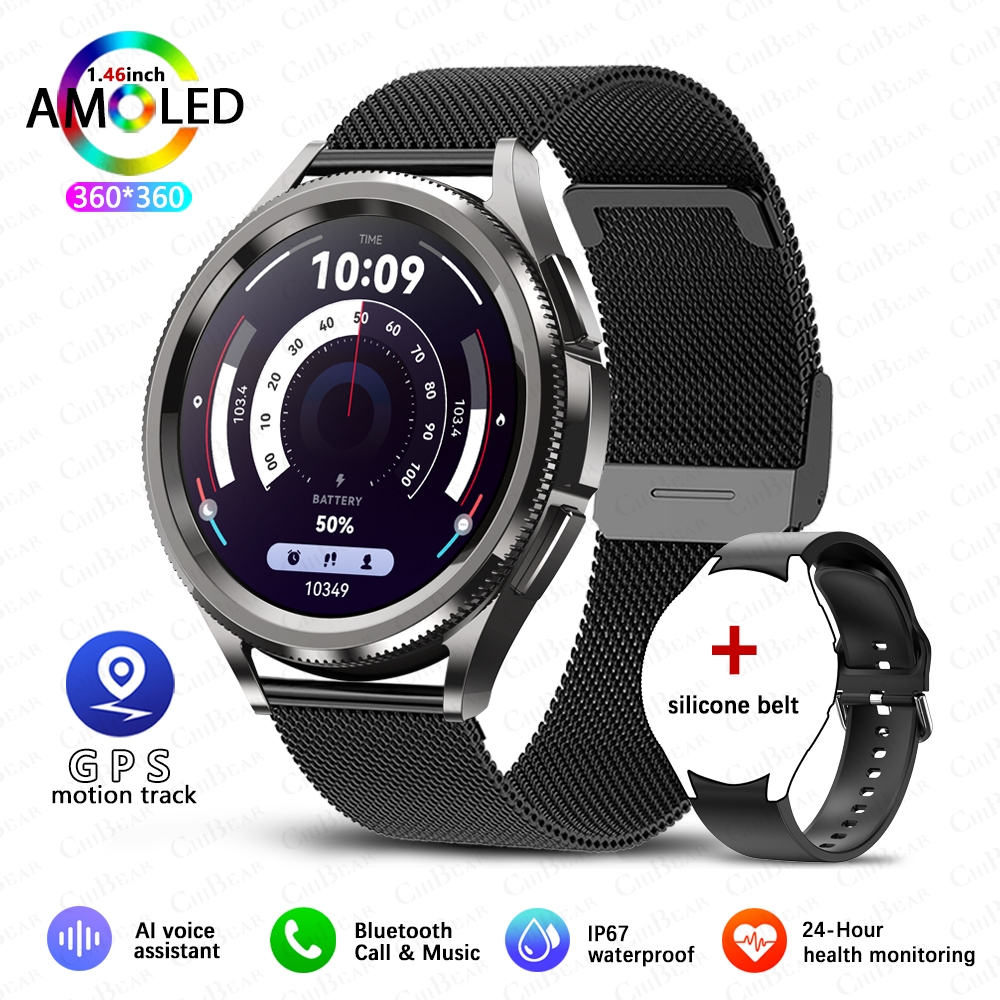 2025 versão mais recente watch6 clássico relógio inteligente masculino gps esportes saúde freqüência cardíaca à prova dwaterproof água bluetooth chamada smartwatch android ios: Vermelho