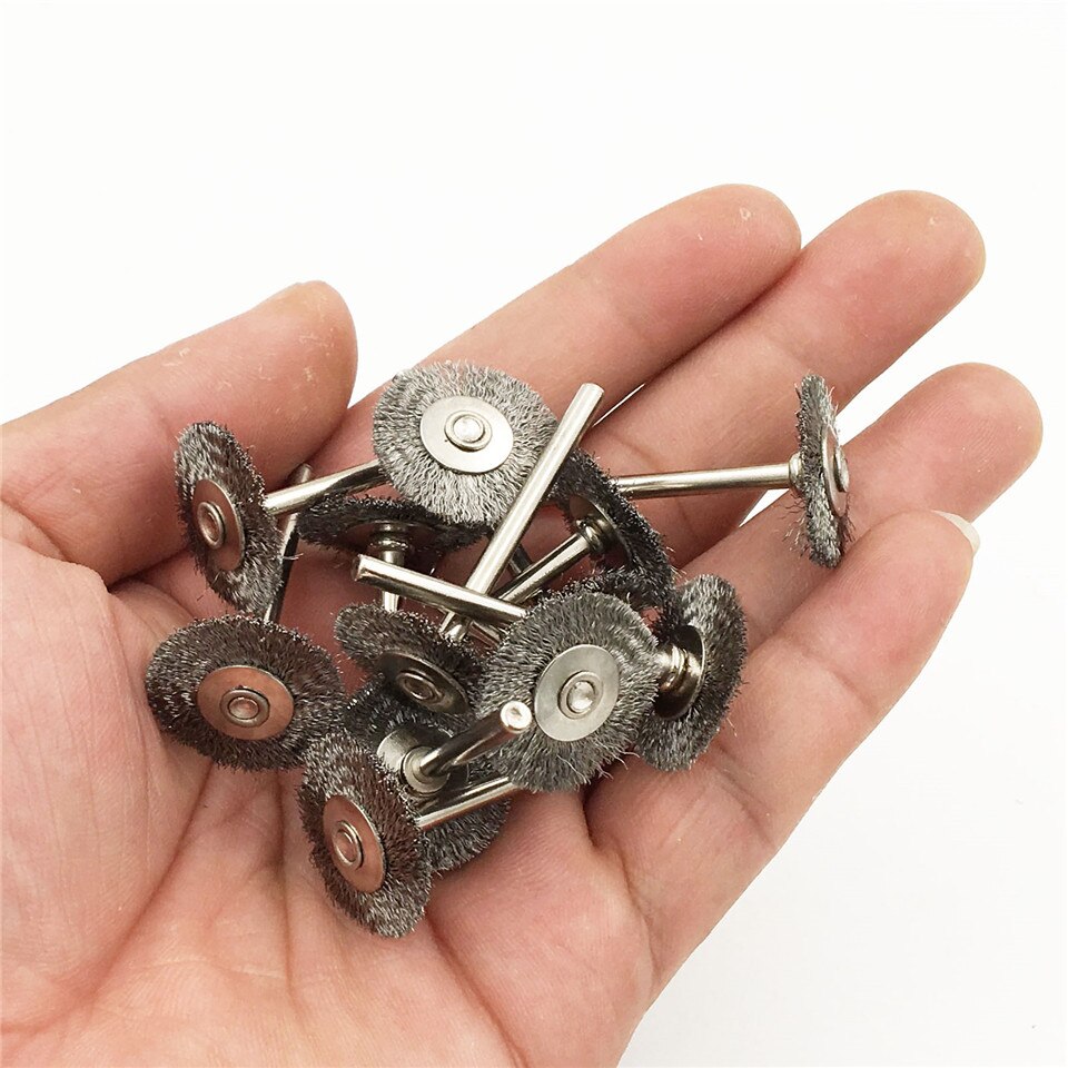 GOXAWEE 100pcs For Dremel Rotary Wire Brushes Wheels Set 3.0mm Shank For Dremel Accessories Wood Metalwoking Tools