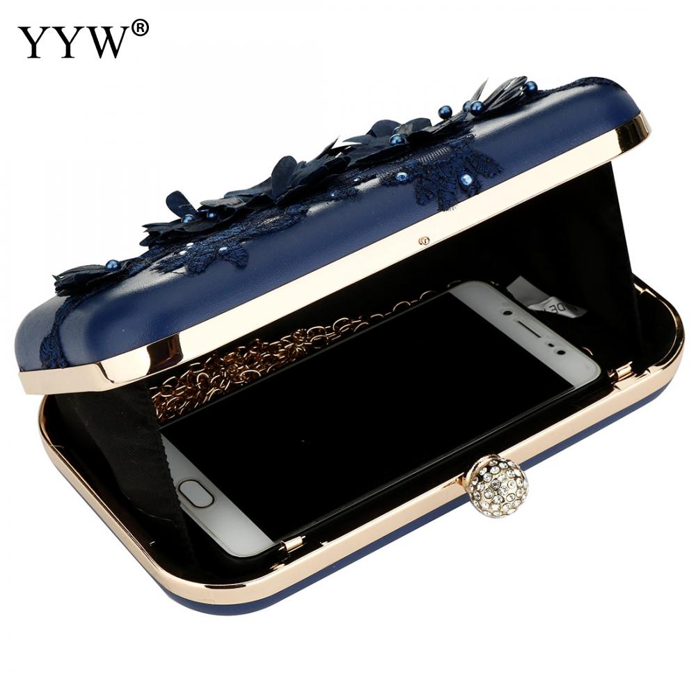 Vrouwen Clutch Bag Bloem Dames Dark Blue Avondtassen Dames Dag Koppelingen Purse Vrouwelijke Roze Bruiloft Tas Met strass