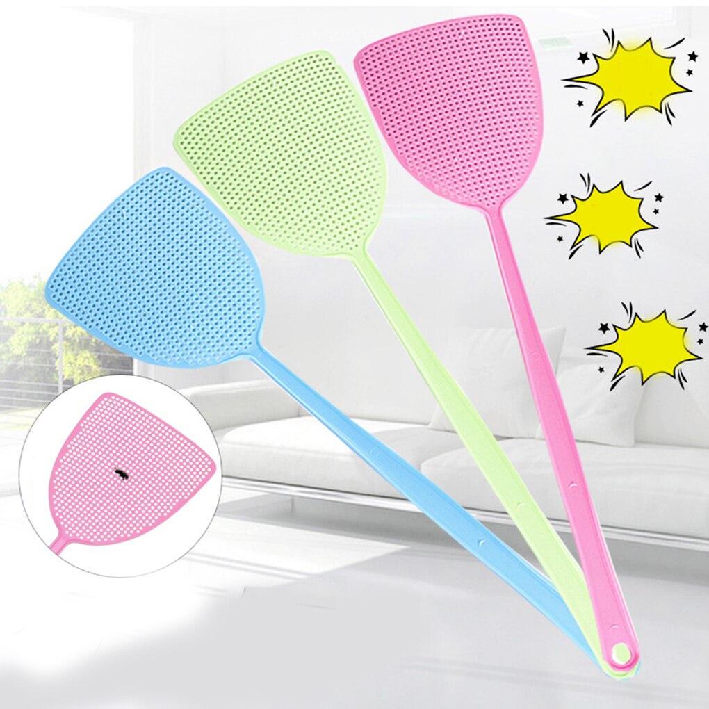 Fly Swatter Soft Manual Plastic Long Handle Mosquito Insects Bugs Pest Swatter for Home Kitchen