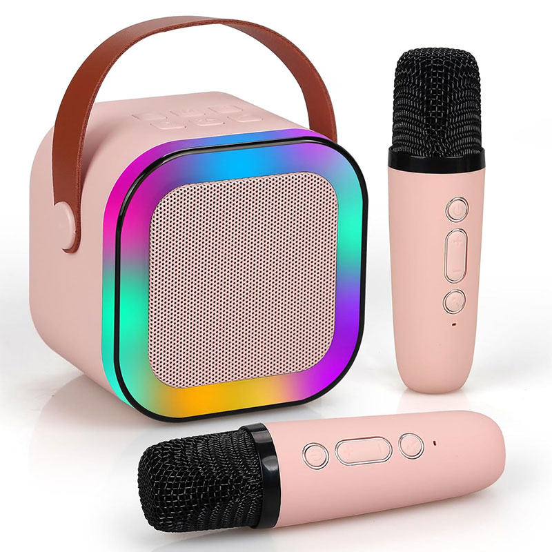 Micrófonos profesionales para niños para cantar, caja de sonido BT, Mini altavoz Blootooth, máquina de Karaoke, conjunto completo de equipo Bluetooth para el hogar: Blanco
