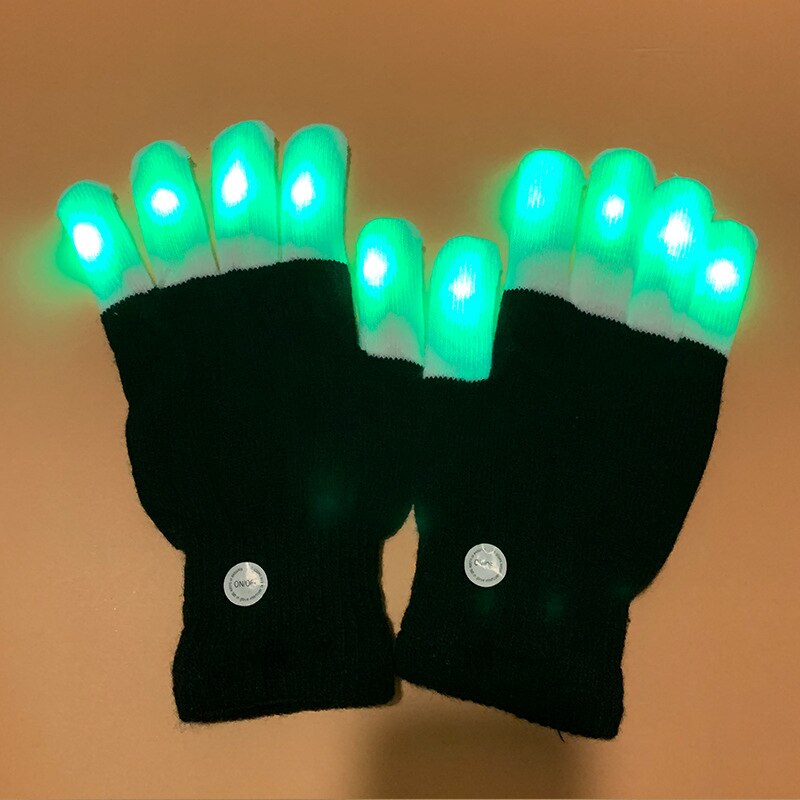 2 Stuks/1 Paar Led Light Glowing Handschoenen Kleurrijke Lichtgevende Knipperende Skelet Handschoenen Halloween Kostuum Evenementen Feestartikelen