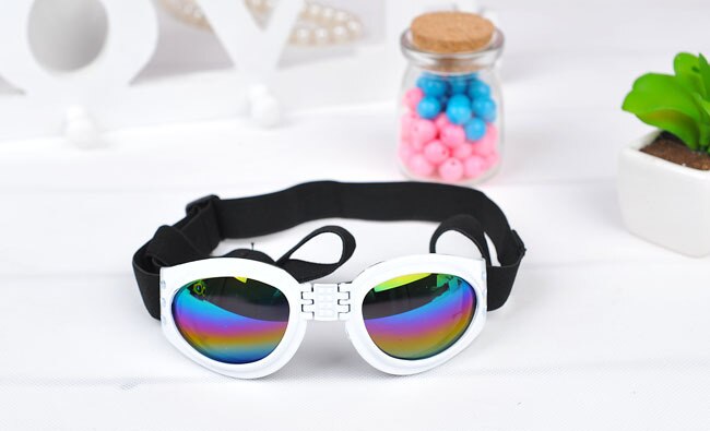 Lunettes de soleil pour chiens de la | Accessoires de chiens d'animaux frais, lunettes ajustables pour bouledogues français, lunettes étanches pour chiens moyens et grands 20S2: WHITE