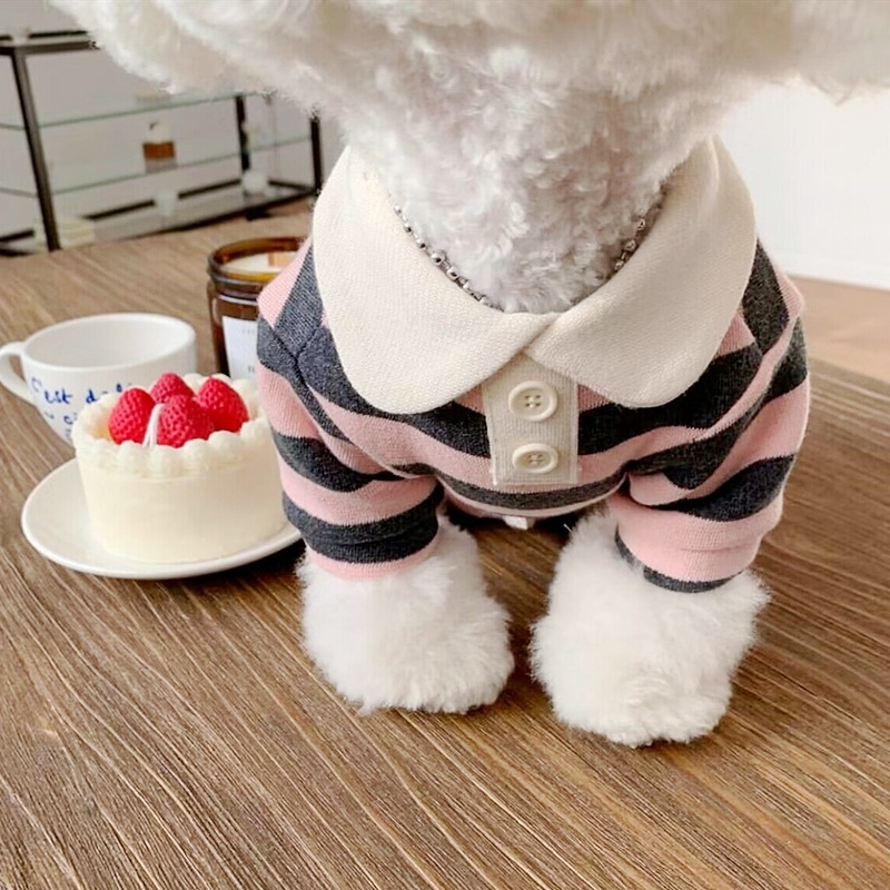 Zomerpoloshirt voor honden Puppykleding Bichon Frise Chihuahua Streep Hondensweatshirt Hond Koelvest voor kleine en middelgrote honden: XS / Rood