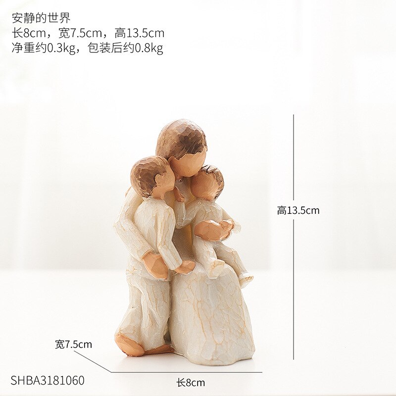 Estilo nórdico amor familia figuras resina Miniacture mamá papá y decoración del hogar para niños accesorios Happy Time: Verde claro