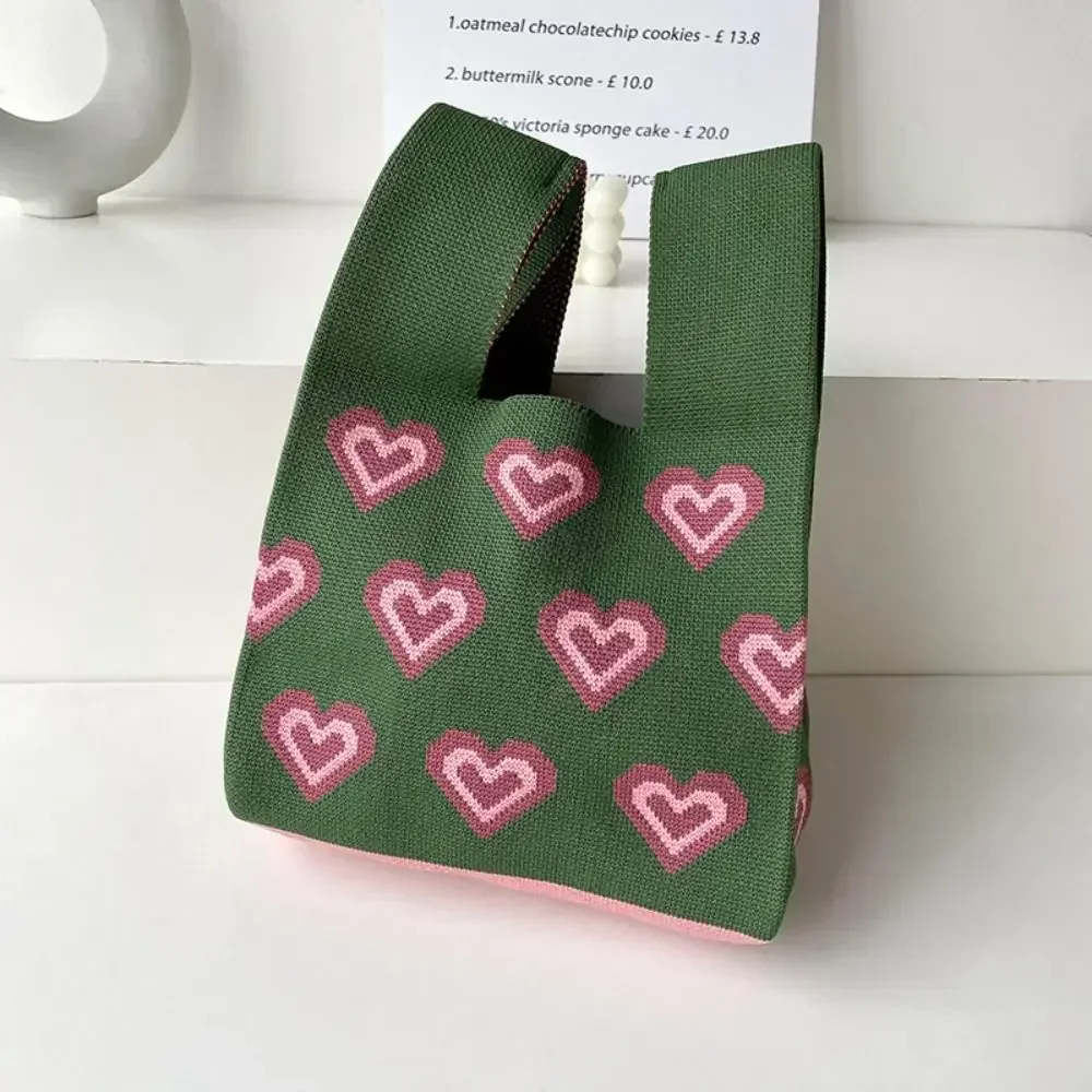 Katten Gebreide Handtas Mode Gebreide Handgemaakte Boodschappentassen Met Hoge Capaciteit Knoop Pols Tas Meisjes