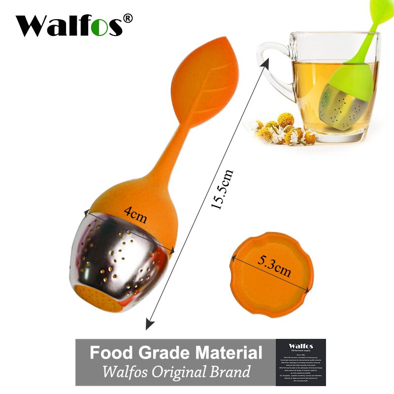 Walfos 1 st silikon tekanna sötlöv te infusör bästa silikon & rostfritt stål blad sil: Orange