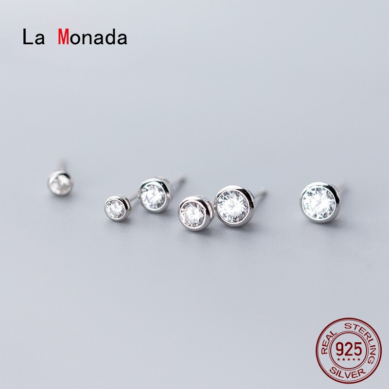 La Monada Round Circle Korean Minimalist Women Earrings Silver 925 Stud Fine In Jewelry Silver 925 Stud Earrings For Women Bead