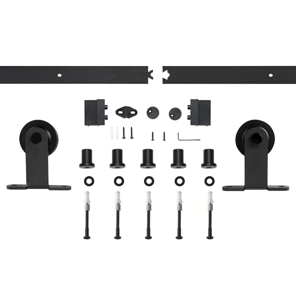 Porte coulissante rustique de grange en acier au carbone, 4,9 pieds/6 pieds/6,6 pieds/8 pieds