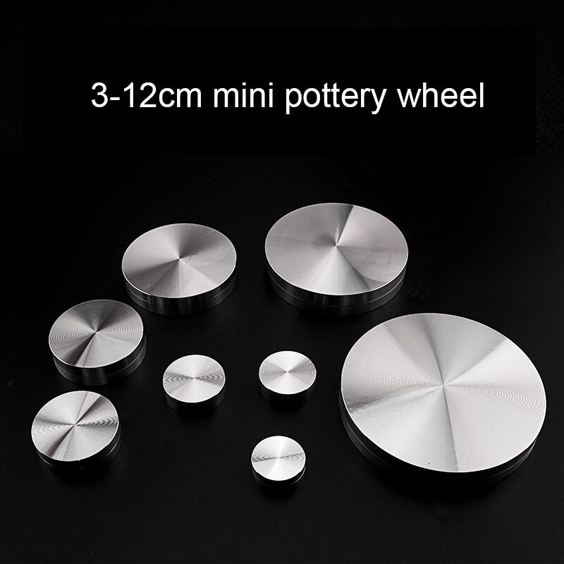 Mini Aluminum Alloy Pottery Wheel Turntable Small Sculpture Display Stand Base Bearing Rotating Wheel Polymer Clay Tools 3-12cm
