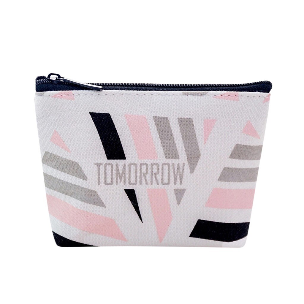 cuir porte-clés fermeture à glissière géométrique porte-monnaie Mini pièce sac de rangement mignon toile belle doux confortable porte-clés: WHITE