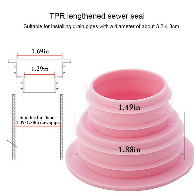 1Pcs Riool Seal Ring Rubber Afvoerpijp Seal Slang Riool Afdichting Ring Voor Keuken Anti Geur Afdichtring Wasmachine afdichting Plug: Pink