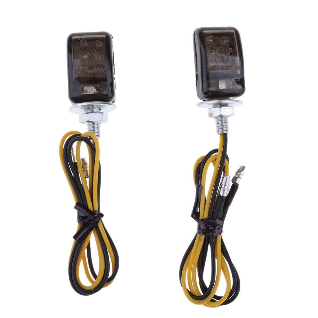 Tiny Mini Micro Motorcycle Amber LED Indicators Blinkers Turn Signal Black
