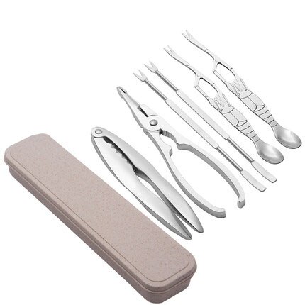 Meeresfrüchte Werkzeug Sets Edelstahl Krabben Cracker Picks Löffel Set Hummer Clamp Zangen Linie Cutter Clip Küche Werkzeuge Zubehör: C