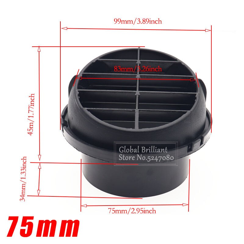 75mm 60mm 42mm Warm Heater Parking Heater Air Vent Car Heater Air Outlet Directional Rotatable for Webasto Truck Auto Parts