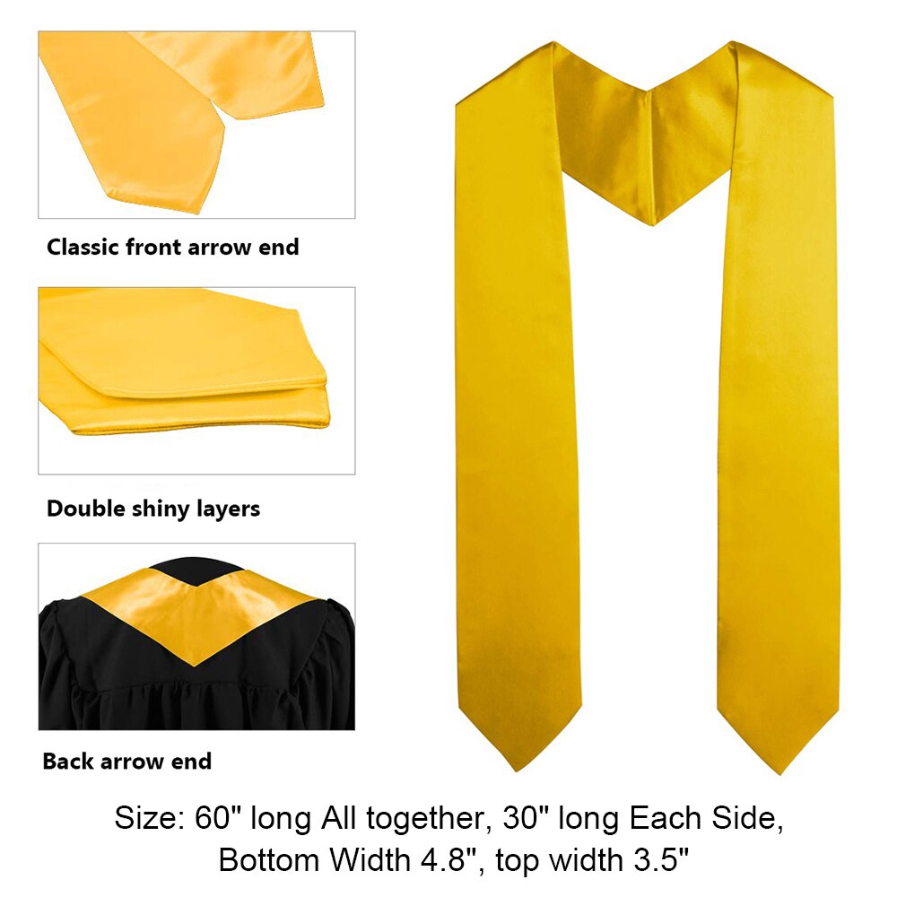 60'' Graduation Stole Sash Unisex Black Sashes Academic Dress Graduation Uniform Adult Celebration Photo Props Decoration Robes