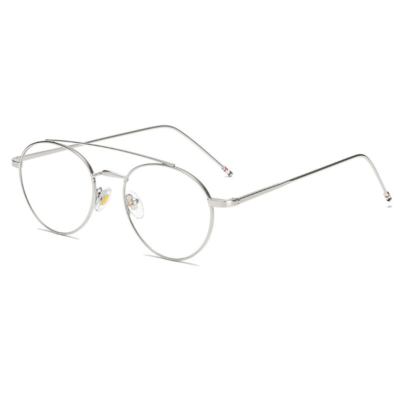 Seemfly Ultralight Round Frame Glasses Frame Women&amp;Men Retro Metal Frame Optical Computer Eyeglasses Decorative Glasses: silver