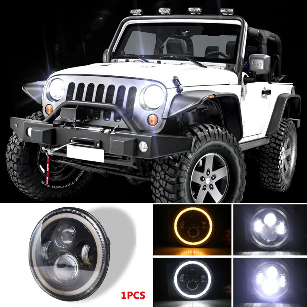 Himiss 7 Inch 140W Led Koplampen Halo Hoek Eye Voor Jeep Wrangler Cj Jk Lj 97-17: 1PCS