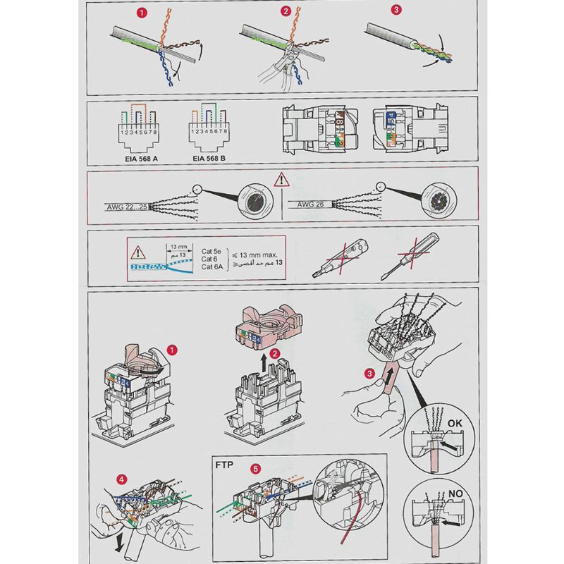 Cat6 módulo de rede informação tomada rj45 8p8c conector adaptador keystone jack padrão placa de parede