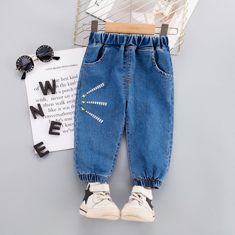 Pantalones vaqueros de dibujos animados para niños y niñas, pantalón informal para niños de 1, 2, 3 y 4 años, novedad de