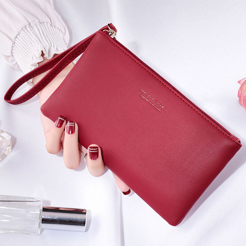 Women Wallet Soft PU Zipper Ladies Long Purse Business Brand Solid Color Women Purse