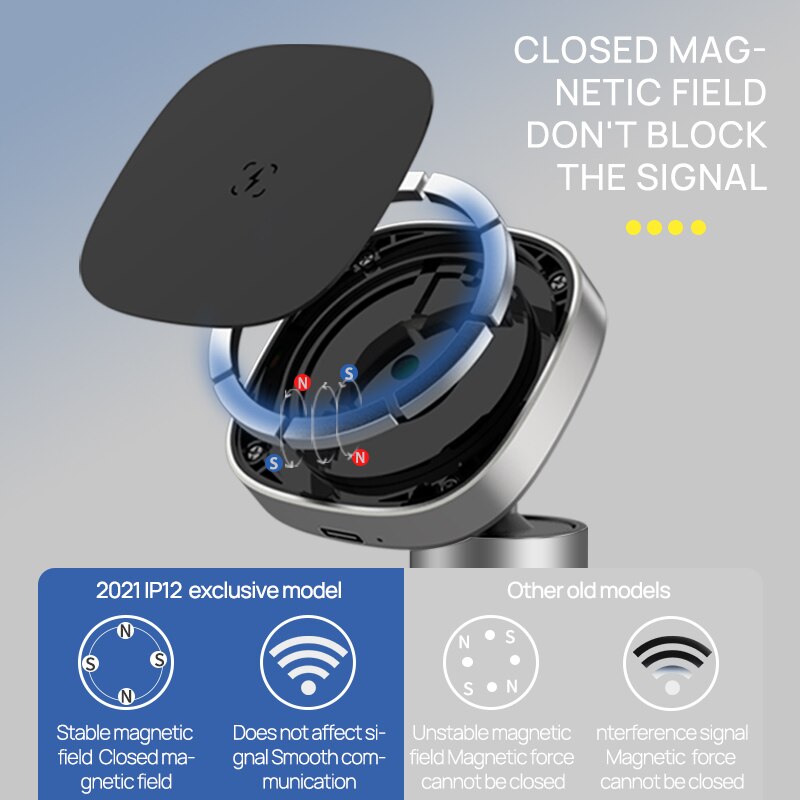 15W Car Wireless Charger is Suitable For iphone 12 Macsafe Aluminum Alloy Vent Dashboard Magnetic Bracket Mobile Phone Charger