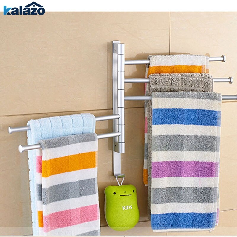 2/3/4/5 Rods Towel Bar Rotating Towel Rack Bathroom Kitchen Wall-mounted Towel Polished Rack Holder Hardware Accessory
