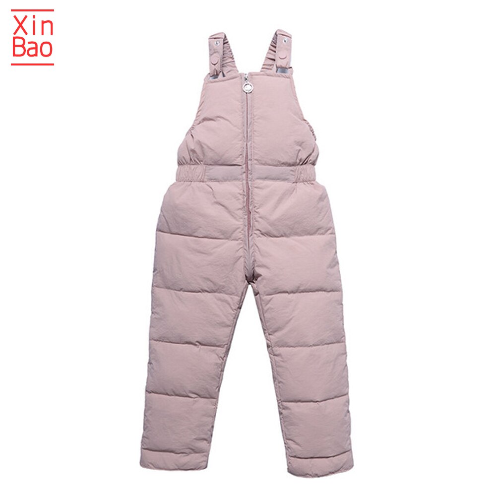 XINBAO Winter pants for girls suspender pants toddler baby kids Boys Children Cotton Leggings Warm Trousers Windproof thick: pink / 2T