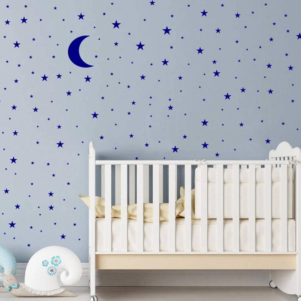 Stjerne måne kombination væg klistermærke til børn baby værelser soveværelse baggrund hjem dekoration tapet diy decals børnehave klistermærker