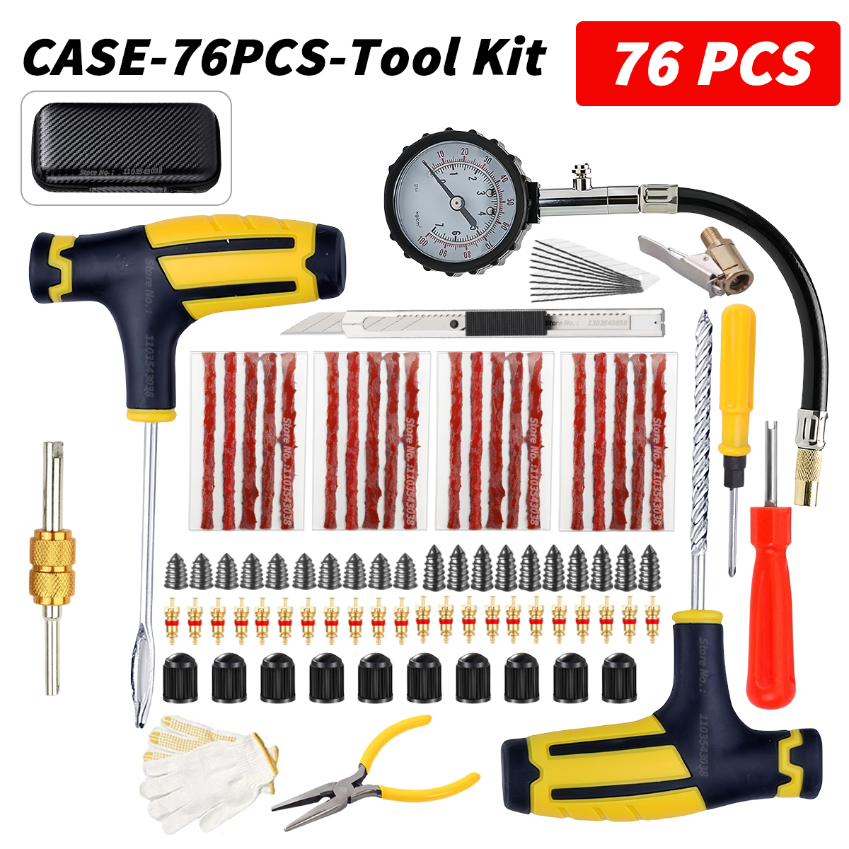 Auto Bandenreparatieset - Lekke Band Plug Gereedschap - Tubeless Bandenstrips - Motor & Fiets: Bruin