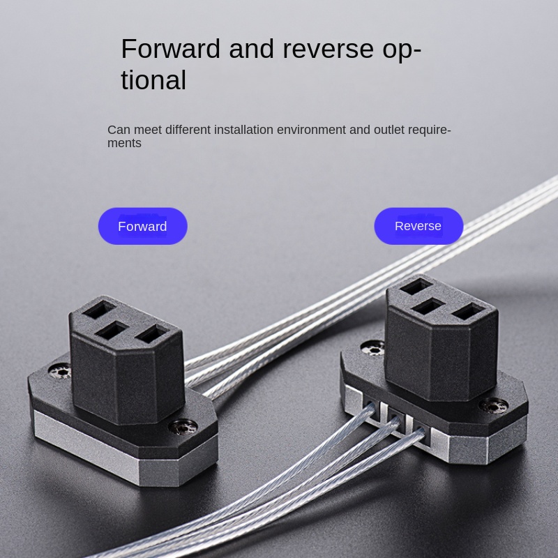 Acrylic Aluminum Alloy Power Supply Extension Cable 90 Degree Elbow Three Hole Ultra-thin Male to Female Plug C13 to C14 for PC