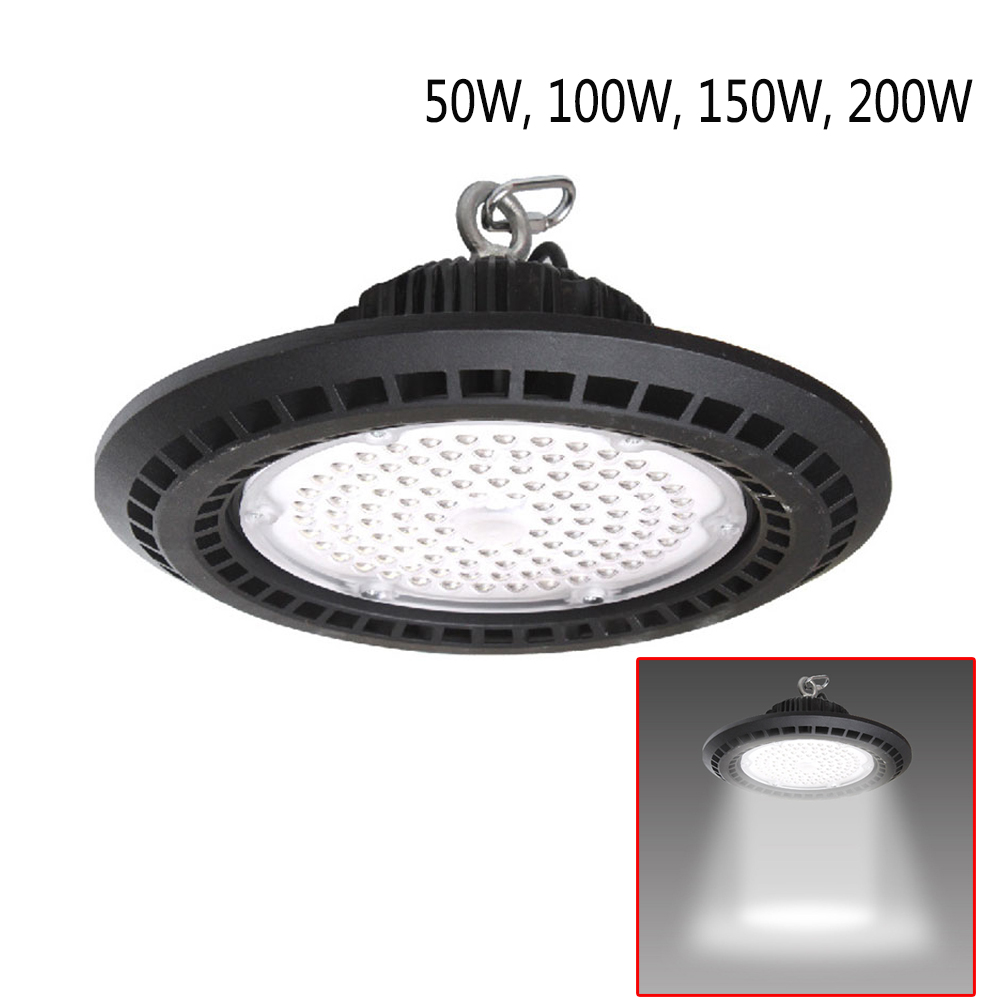 50W-200W LED High Bay Light Fixture 14000lm 6500K Daylight Industrial Commercial Bay Lighting for Warehouse Workshop