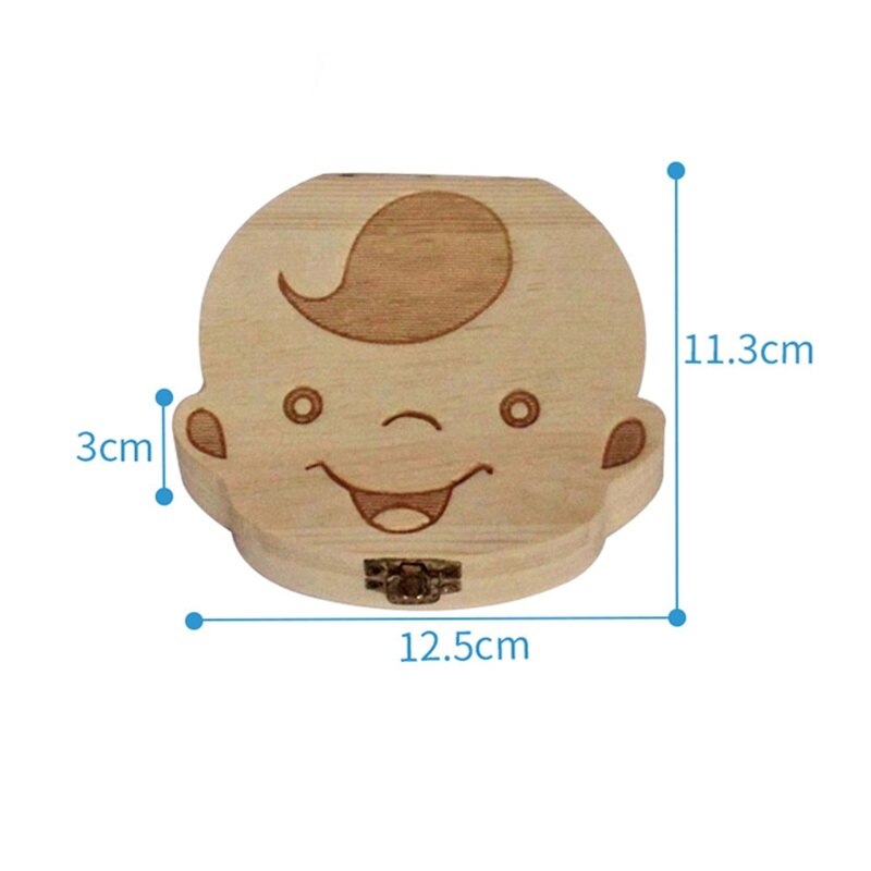 Wooden Baby Tooth Box Spanish/English/Dutch/Russian/French /Italian Wooden Milk Teeth Organizer Storage Boys Girls Baby Souvenir