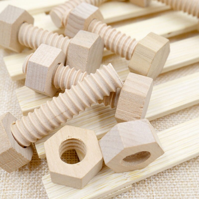 Solid Wood Early Education Educational Screw Nut Assembling Wooden Toy Screw Nut Hands-On Teaching Aid Educational Toy For Child