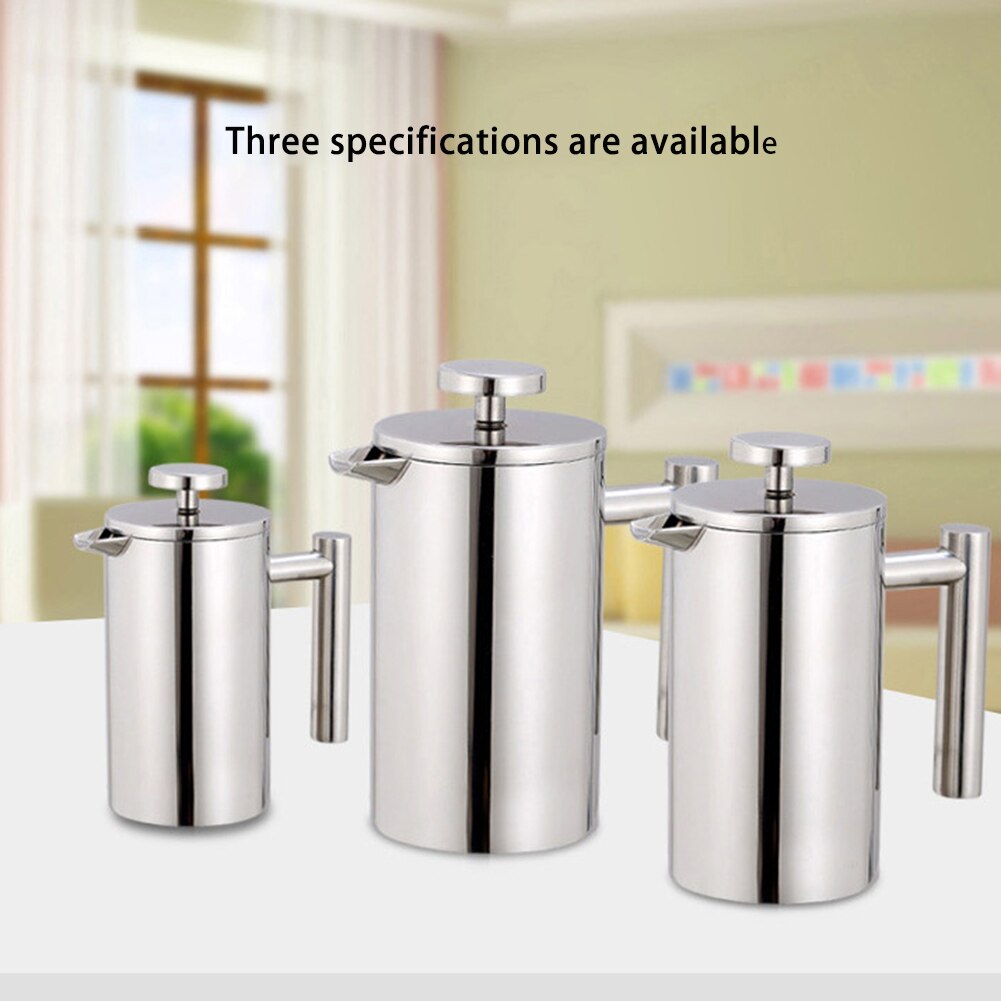 Stainless Steel 304 French Press Pot European-style Filter Press Hand-made Coffee Pot Double-layer Brewing Teapot With Filter
