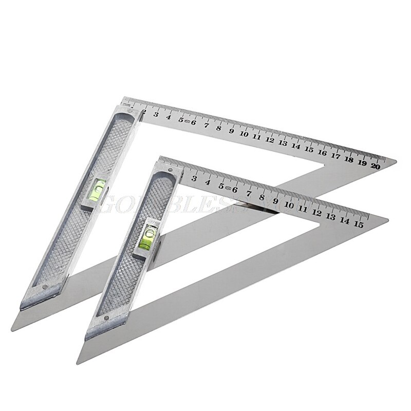150mm 200mm trekant linjal 90 grader legering med perle horisontalt måleverktøy for trebearbeiding for skole, bygning, kontor
