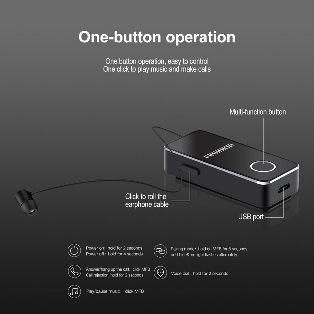 FineBlue F2Pro bluetooth 5.0 aluminum alloy call vibration Wireless Headset In-Ear High Tensile Collar Clip Portable Vibrating