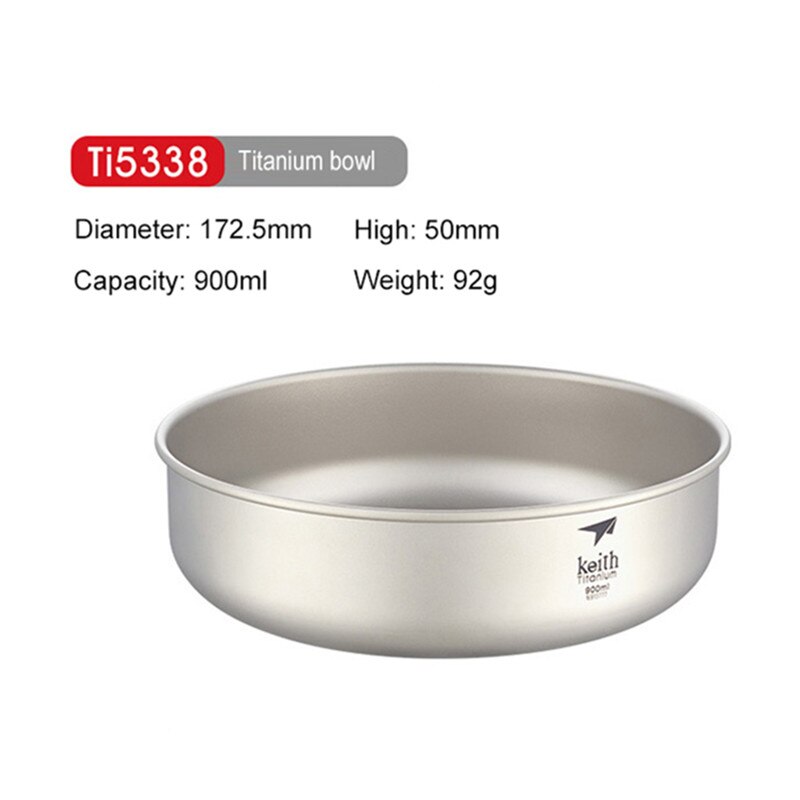 Keith odkryty kemping czystego tytanu miski 300 ml-900 ml miski naczynia zastawa stołowa sztućce Ti5333-Ti5338: 900ml Ti5338