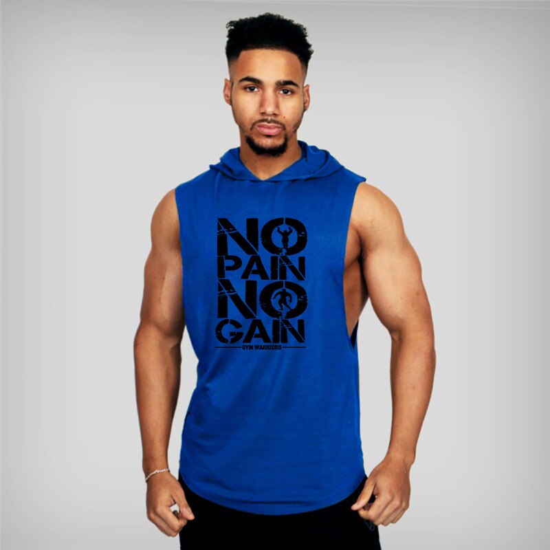 Summer Men's Gym Hooded Vest Fitness Sports Vest Large Size Men's Fitness Vest Sports Hooded Vest Loose Training Letter Top