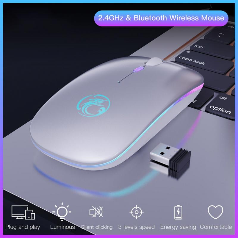 Gaming Mouse 2.4Ghz Wireless Bluetooth Mouse Gamer Silent Mouse Rechargeable With LED Light For Pc Laptop Gamer Accessories