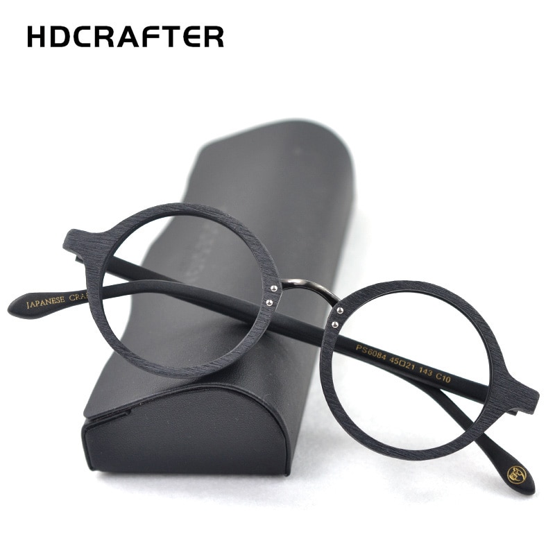 HDCRAFTER Optische Brilmontuur Mannen Ronde Houten Clear Lens Brillen Frames Recept Recept Mannen Leesbril Bril