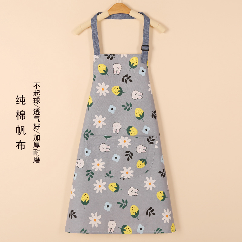 Printed Women Kitchen Aprons Pure Cotton Thickened Adult Home Cooking Baking Coffee Shop Cleaning Aprons: C