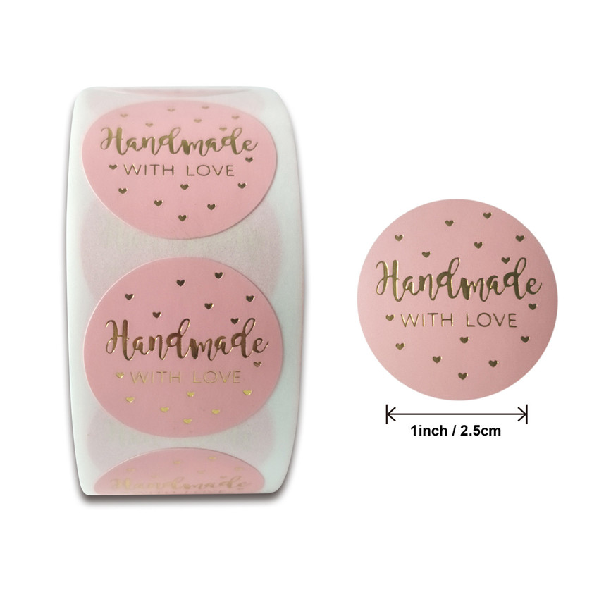 Autocollants Vintage en papier Kraft, étiquette autocollante de papeterie pour Scrapbook, fait à la main avec amour, décoration de fête d'anniversaire, 100 à 500 pièces