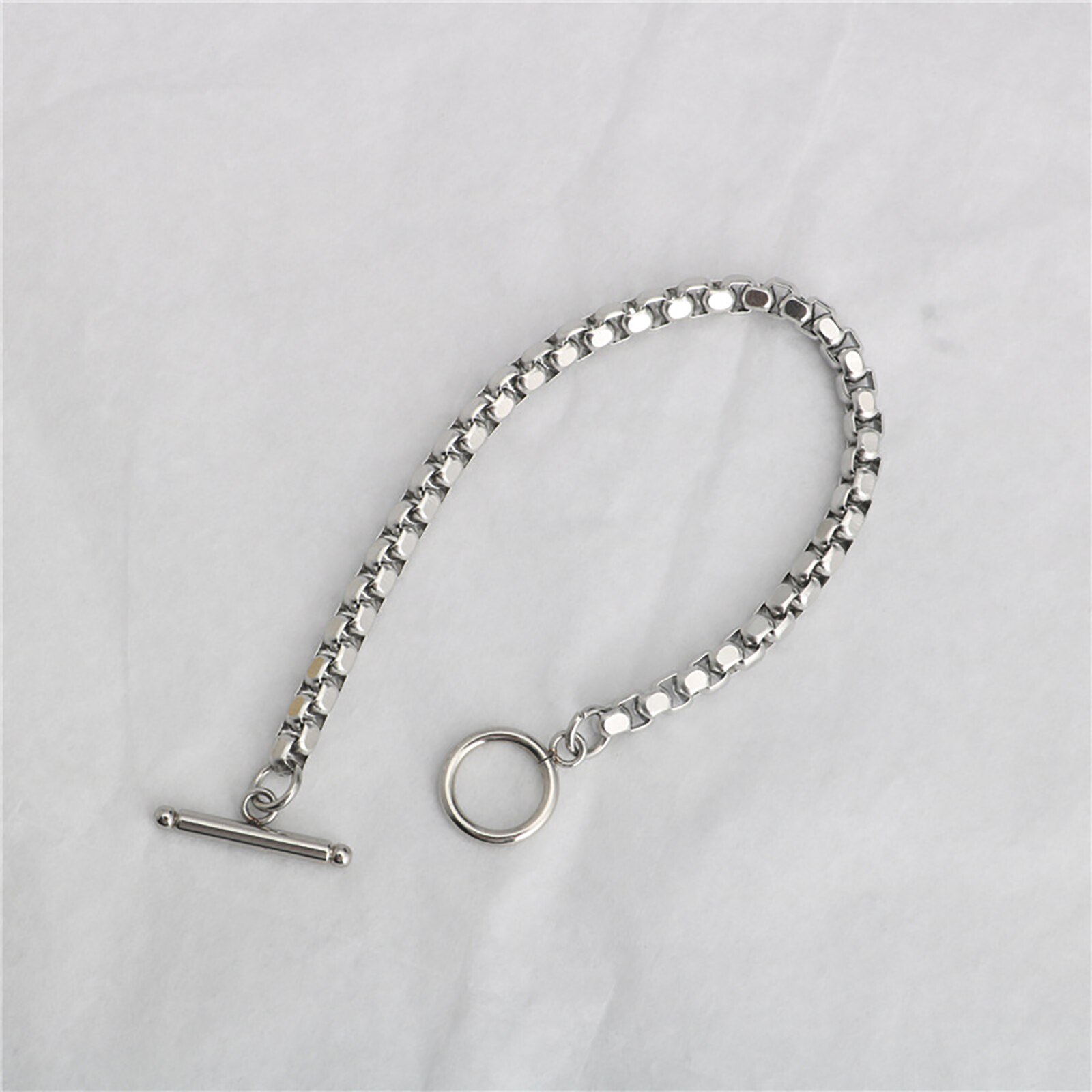 Stainless Steel Box Chain Findings Bracelets Silver Color, 1 Piece