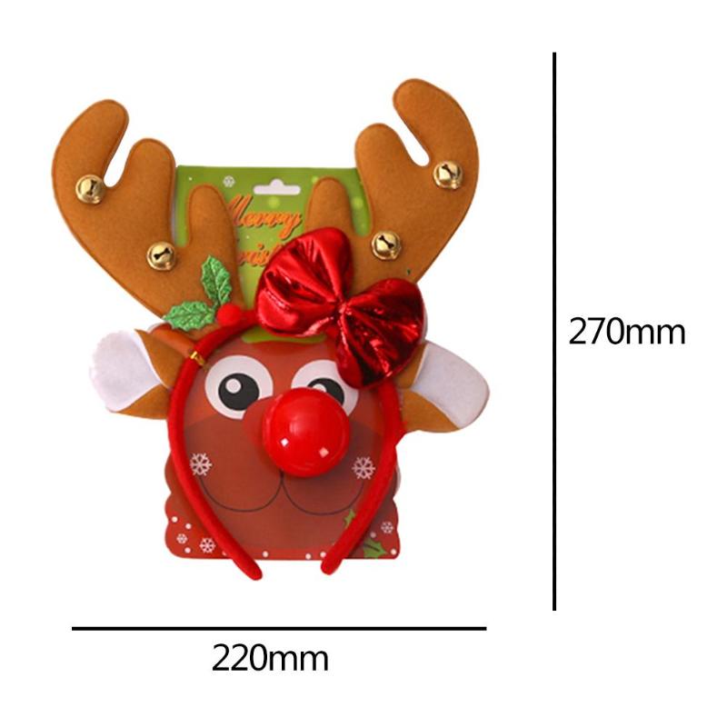 Lovely Christmas Headband with Red Nose Reindeer Antlers Hair Hoop for Kids Headwear Festival Decorative Accessories: C