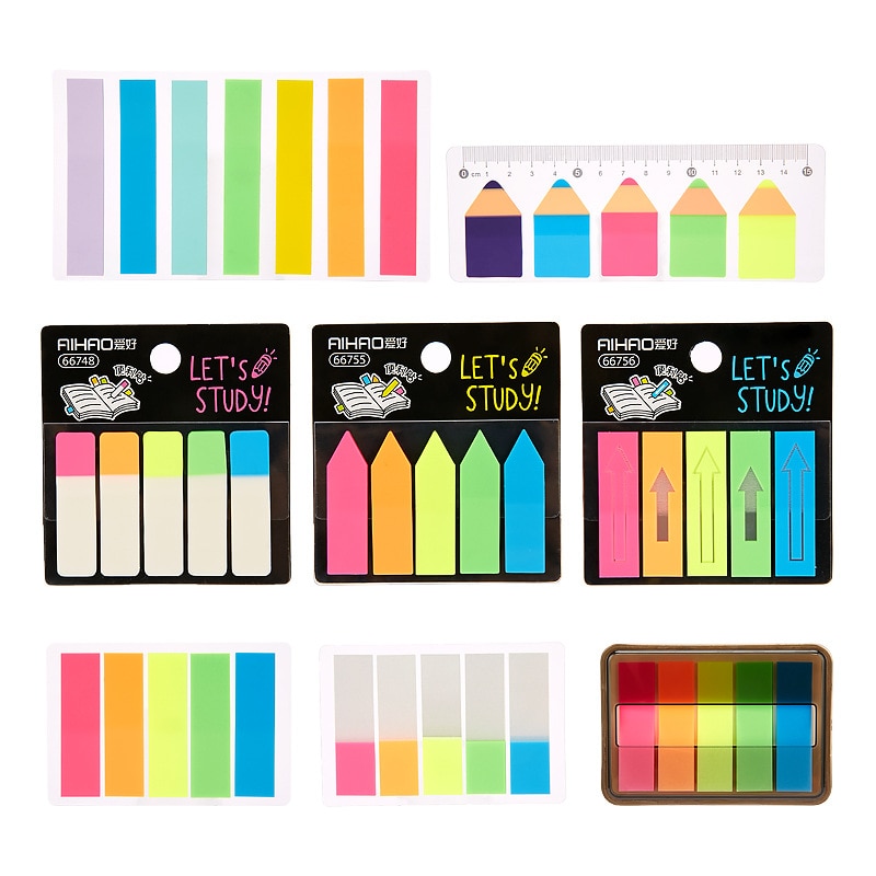 Transparent Fluorescent Index Planner Stickers Classification Index Stickers BookMarker Memo Pad Self-Stick Notes
