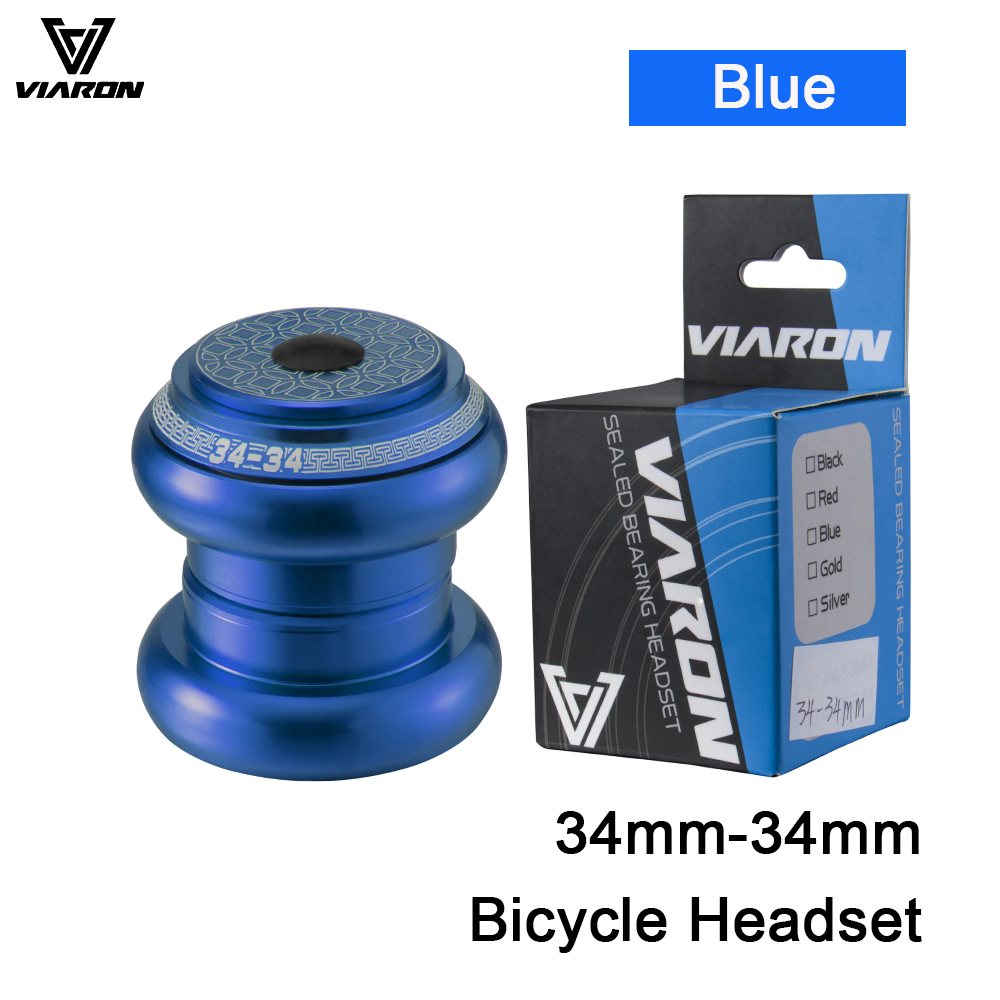 VIARON MTB Bicycle Headset 34/44/52/55/56mm CNC 1 1/8" 28.6 Spinal Canal/Straight Tube Fork Internal Mountain Road Bike Headset: Brown