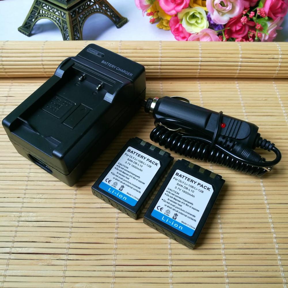 2x LI-10B LI-12B Battery and Charger For Olympus C-50 C-60 C-70 C-470 C-760 C770 C-5000 C-7000