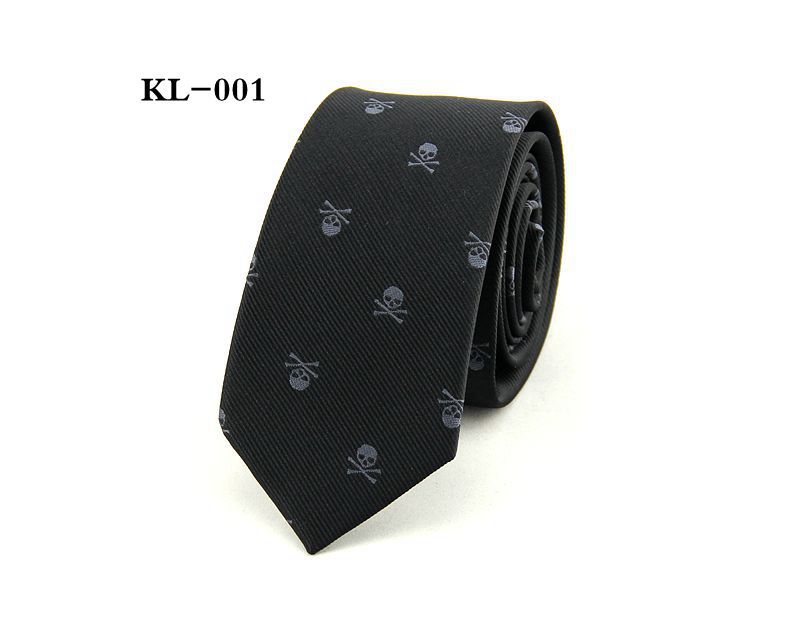 Corbata de Halloween de 6CM para hombre, corbatas estrechas de poliéster con calavera para bicicleta, corbatas azules marino informales, traje de , accesorios de Cuello de camisa: Blanco