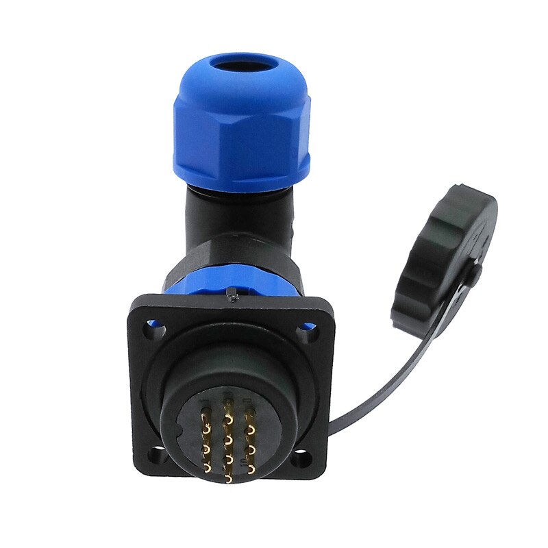 SP20 90 degree elbow waterproof connector 1/2/3/4/5/6/7/8/9/10/12/14Pin IP68 flange socket angle connectors